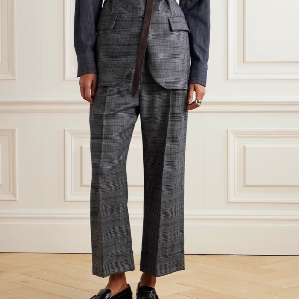 Brunello Cucinelli Prince of Wales  Trousers Checked Wool in Grey